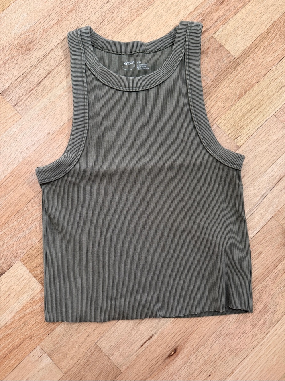aerie Green Ribbed Tank Top
